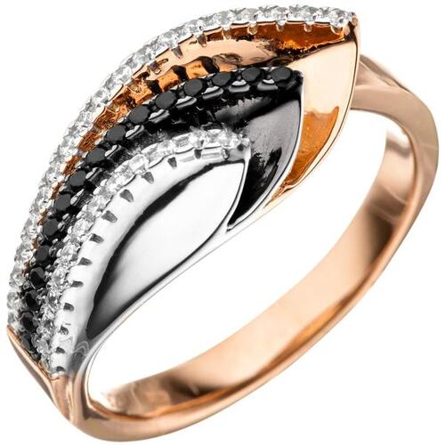 Damen Ring 925 Sterling Silber tricolor dreifarbig mit Zirkonia (Gr��e: 50)