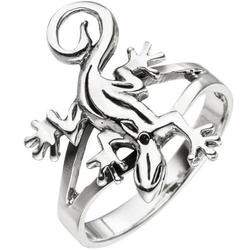 Damen Ring Gecko Echse Eidechse 925 Sterling Silber Silberring (Gr��e: 62)