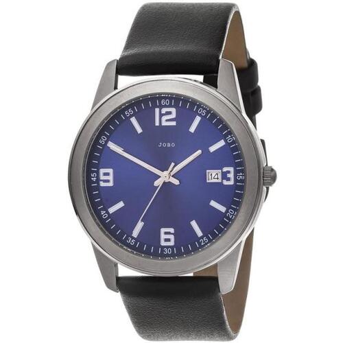 JOBO Herren Armbanduhr Quarz Analog blau Titan Lederband schwarz Datum |  Armbanduhren direkt bestellen