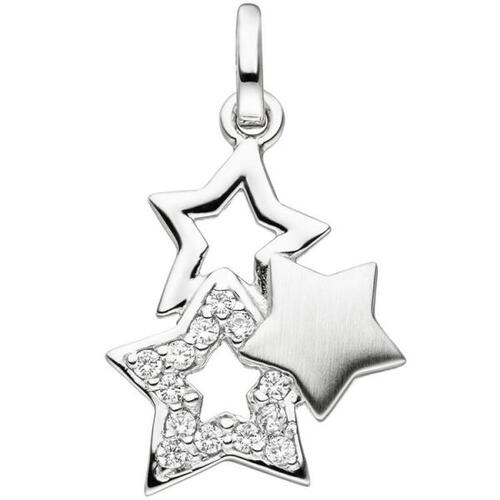 Anhänger Sterne 925 Sterling Silber teil matt 13 Zirkonia Silbersterne |  Anhänger - Medaillons direkt bestellen