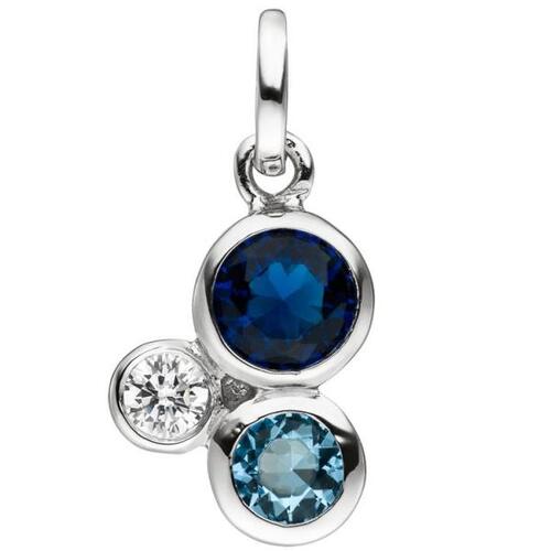 Anh�nger 925 Sterling Silber mit 3 Zirkonia blau und wei�