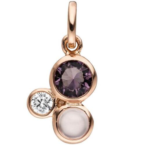 Anh�nger 925 Sterling Silber Rotgold vergoldet 2 Zirkonia 1 Glasstein