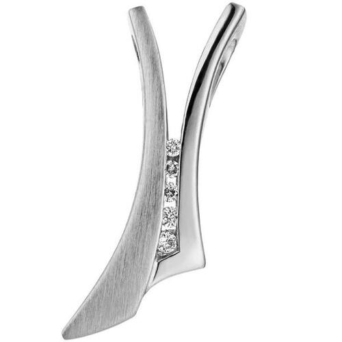 Anh�nger 585 Gold Wei�gold teil matt 5 Diamanten Brillanten