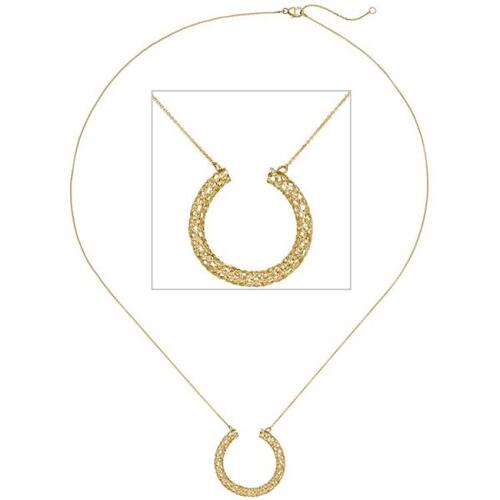 Collier Kette mit Anh�nger Geflecht 750 Gold Gelbgold 45 cm Goldkette