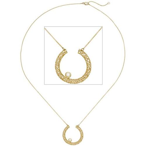 Collier Halskette 750 Gold Gelbgold 1 Diamant Brillant 45 cm Goldkette
