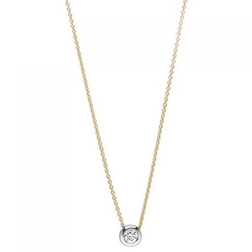 Collier Kette mit Anh�nger 750 Gelbgold Wei�gold bicolor Diamant Brillant