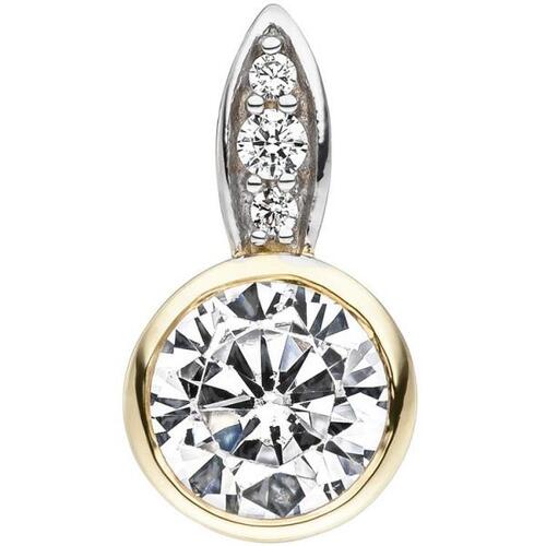 Anh�nger 375 Gold Gelbgold bicolor 4 Zirkonia Goldanh�nger