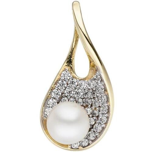 Anh�nger 375 Gold Gelbgold 1 S��wasser Perle 35 Zirkonia