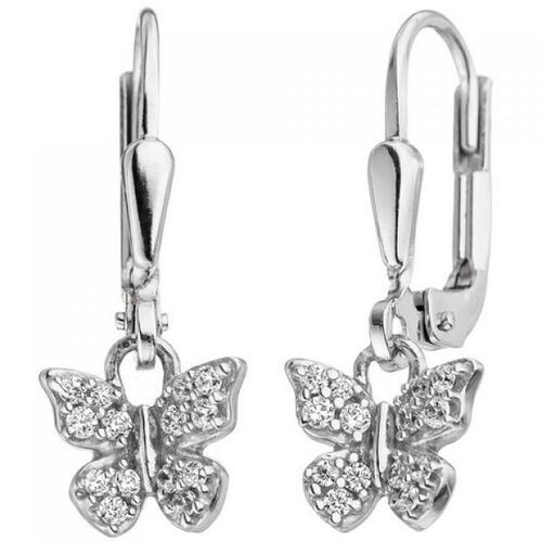 Kinder Ohrh�nger Schmetterling 925 Silber mit Zirkonia Kinderohrringe