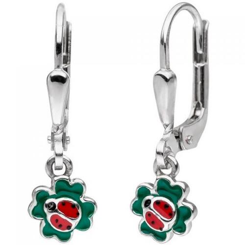 Kinder Ohrh�nger Marienk�fer Kleeblatt 925 Silber Ohrringe Kinderohrringe