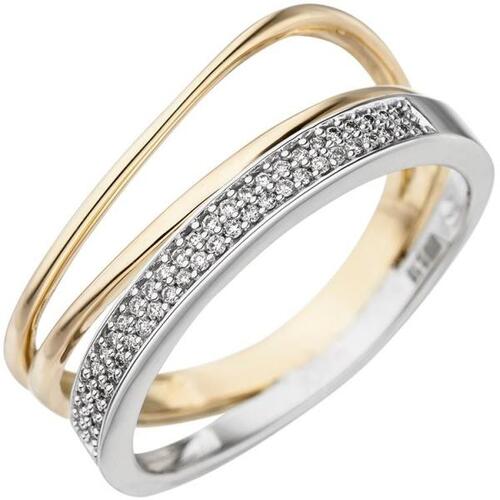 Damen Ring 585 Gelbgold Wei�gold bicolor 51 Diamanten,10,1 mm breit (Gr��e: 60)
