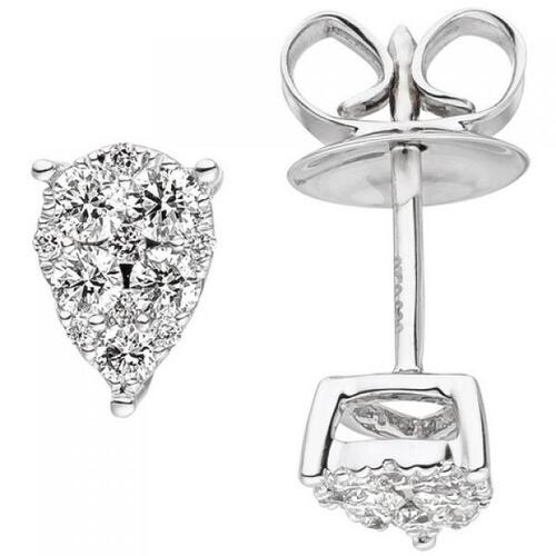 Ohrstecker 585 Gold Wei�gold 24 Diamanten Brillanten Ohrringe