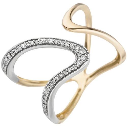 Damen Ring 2-reihig 585 Gelbgold 36 Diamanten Diamantring (Gr��e: 60)