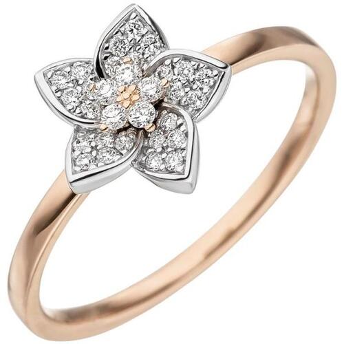 Damen Ring 585 Gold Rotgold Wei�gold bicolor, 30 Diamanten (Gr��e: 58)