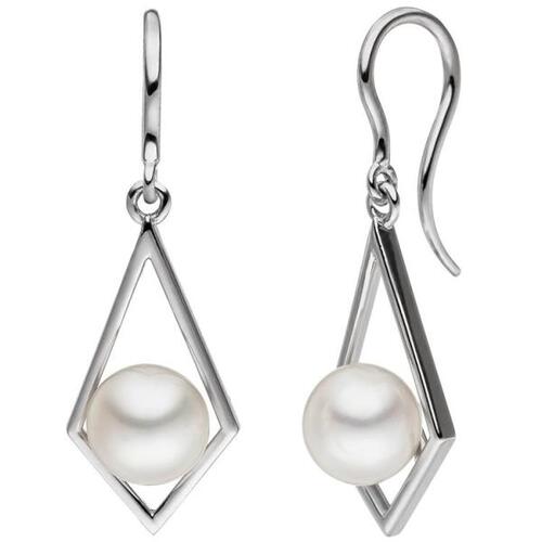 Ohrh�nger 585 Gold Wei�gold 2 S��wasser Perlen wei� Ohrringe