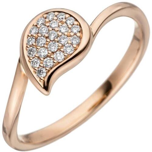 Damen Ring 585 Gold Rotgold 22 Diamanten Diamantring (Gr��e: 58)
