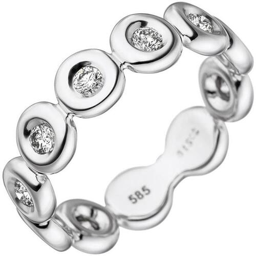Damen Ring 585 Gold Wei�gold 9 Diamanten Goldring (Gr��e: 58)