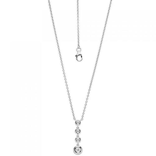 Collier Kette mit Anh�nger 585 Wei�gold 4 Diamanten Brillanten 43 cm