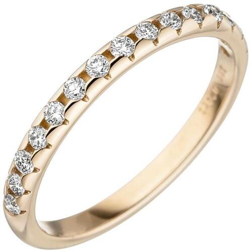 Damen Ring 585 Gold Gelbgold 15 Diamanten Goldring (Gr��e: 54)