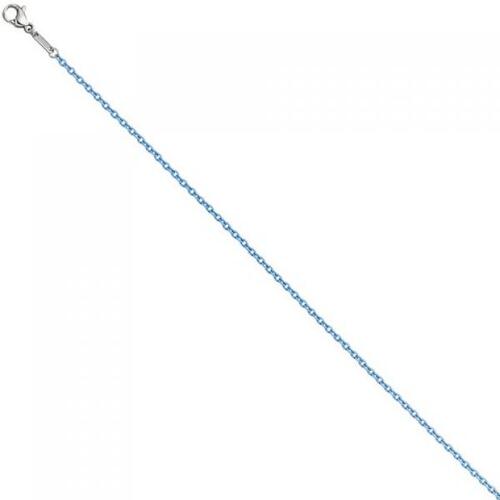 Rundankerkette Edelstahl blau lackiert 42 cm Kette Halskette Karabiner