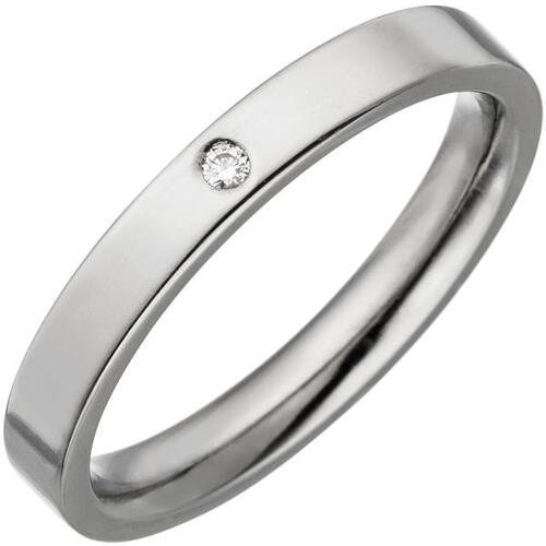 Partner Ring schmal Titan 1 Diamant Brillant Partnerring Titanring (Gr��e: 64)