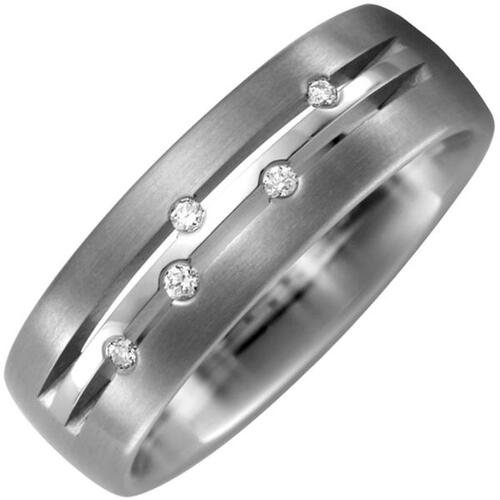 Partner Ring Titan teil matt 5 Diamanten 0,05ct. Partnerring (Gr��e: 52)