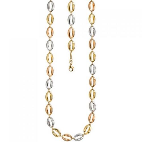 Halskette Kette 585 Gold dreifarbig tricolor 45 cm Goldkette Karabiner
