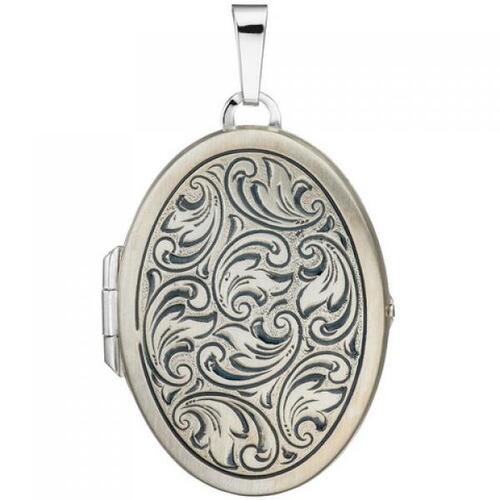 Medaillon oval f�r 2 Fotos 925 Sterling Silber matt zum �ffnen