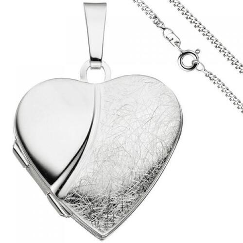 Medaillon Herz zum �ffnen f�r 2 Fotos 925 Silber mit Kette 50 cm