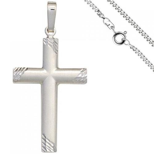 Anh�nger Kreuz 925 Silber matt Silberkreuz mit Kette 60 cm