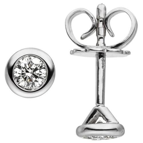 Ohrstecker 585 Gold Wei�gold 2 Diamanten Brillanten Diamantohrstecker