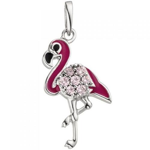Kinder Anh�nger Flamingo rosa pink  925 Sterling Silber 7 Zirkonia
