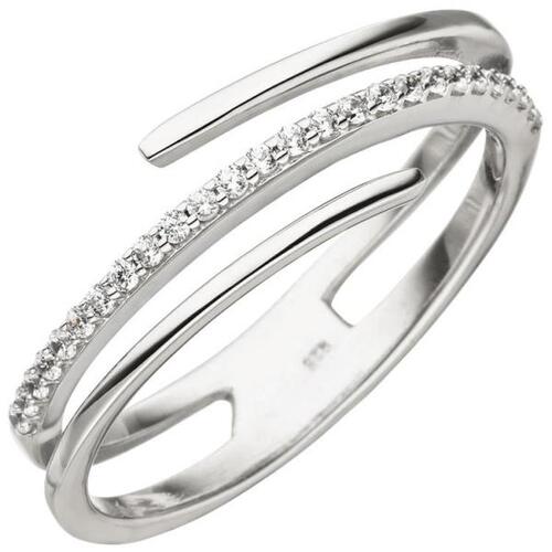 Damen Ring mehrreihig 925 Sterling Silber, 26 Zirkonia (Gr��e: 52)
