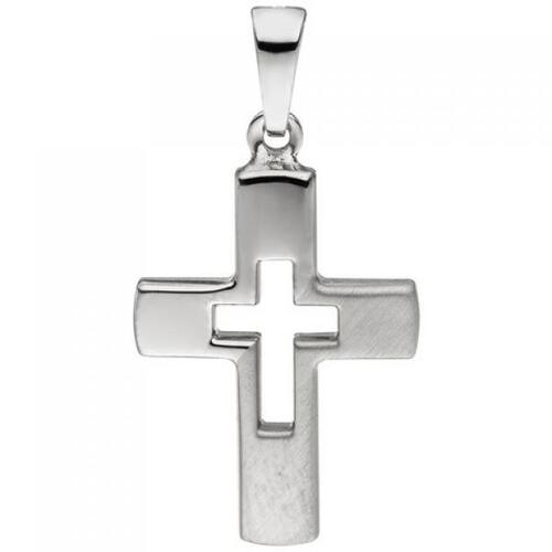 Anh�nger Kreuz 925 Sterling Silber teil matt Kreuzanh�nger Silberkreuz