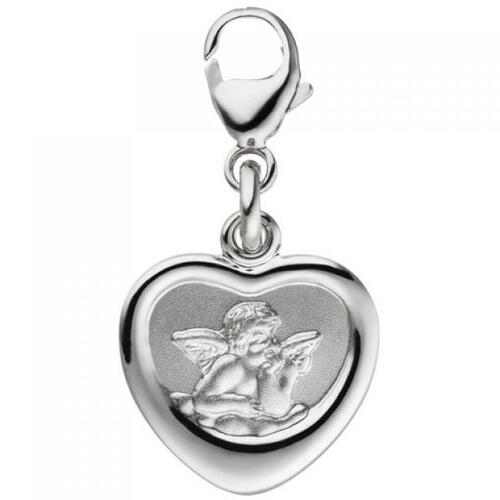 Anh�nger Charm Schutzengel 925 Sterling Silber teil matt Herzcharm