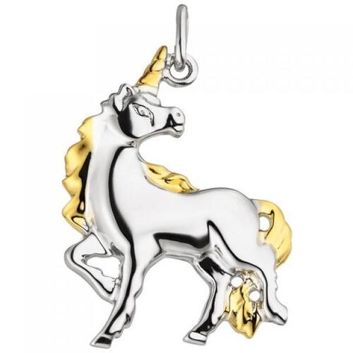 Anh�nger Einhorn 925 Sterling Silber bicolor Silberanh�nger