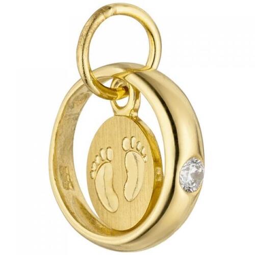 Anh�nger Taufring F��e Babyf��e 333 Gold Gelbgold 1 Zirkonia
