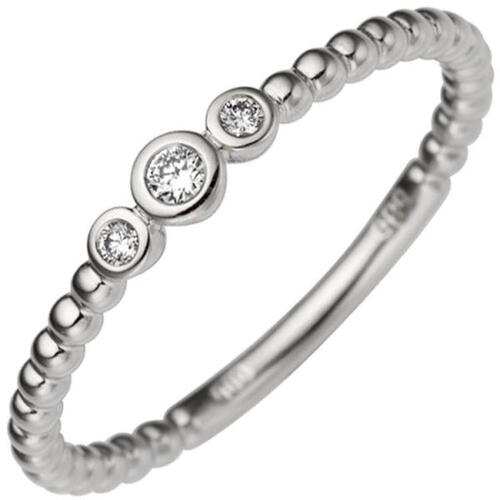 Damen Ring zart 585 Gold Wei�gold 3 Diamanten 0,06ct. (Gr��e: 58)