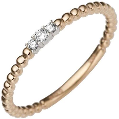 Damen Ring schmal zart 585 Rotgold Wei�gold bicolor 3 Diamanten (Gr��e: 60)
