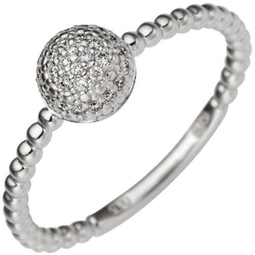 Damen Ring zart 585 Gold Wei�gold 29 Diamanten 0,13ct. (Gr��e: 52)