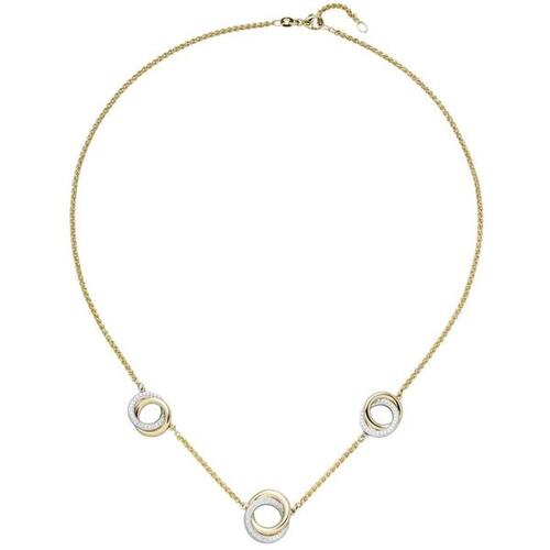 Collier Halskette 585 Gelbgold Wei�gold bicolor 82 Diamanten 45 cm