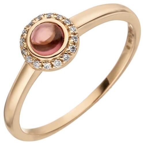 Damen Ring 585 Rotgold 1 Turmalin Cabochon 16 Diamanten (Gr��e: 60)