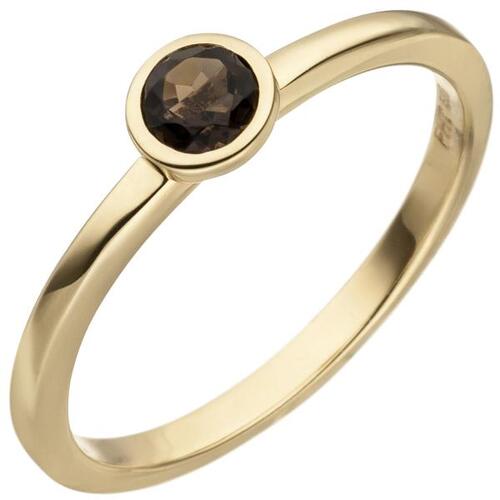 Damen Ring 585 Gold Gelbgold 1 Rauchquarz Goldring (Gr��e: 60)