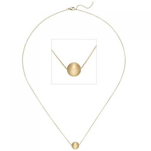 Collier Kette mit Anh�nger Kugel 750 Gelbgold matt 45 cm Halskette