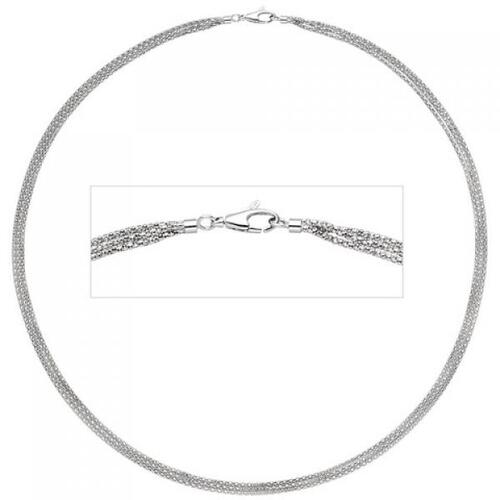 Halskette Popcorn Kette 3-reihig 750 Gold Wei�gold 45 cm Karabiner