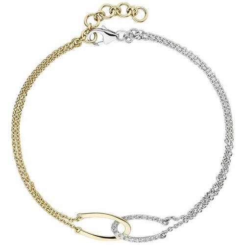Armband 2-reihig 585 Gelbgold Wei�gold bicolor 18 Diamanten 19,5 cm