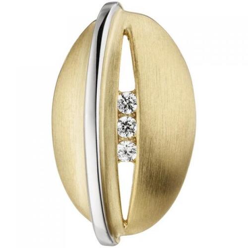 Anh�nger 375 Gelbgold Wei�gold bicolor matt 3 Zirkonia