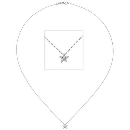Collier Kette Anh�nger Stern 585 Wei�gold 16 Diamanten Brillanten 42 cm