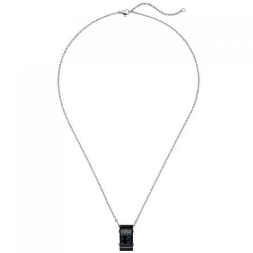 Collier mit Anh�nger Edelstahl schwarz mit Carbon Einlagen 55 cm
