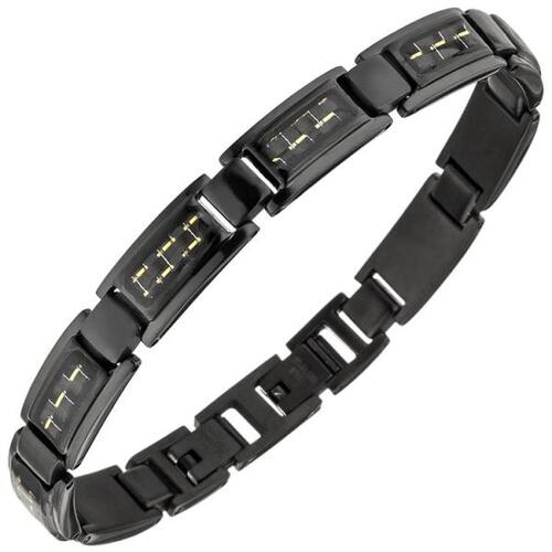 Armband Edelstahl schwarz beschichtet mit goldfarbenen Effekten 22 cm |  Armschmuck direkt bestellen